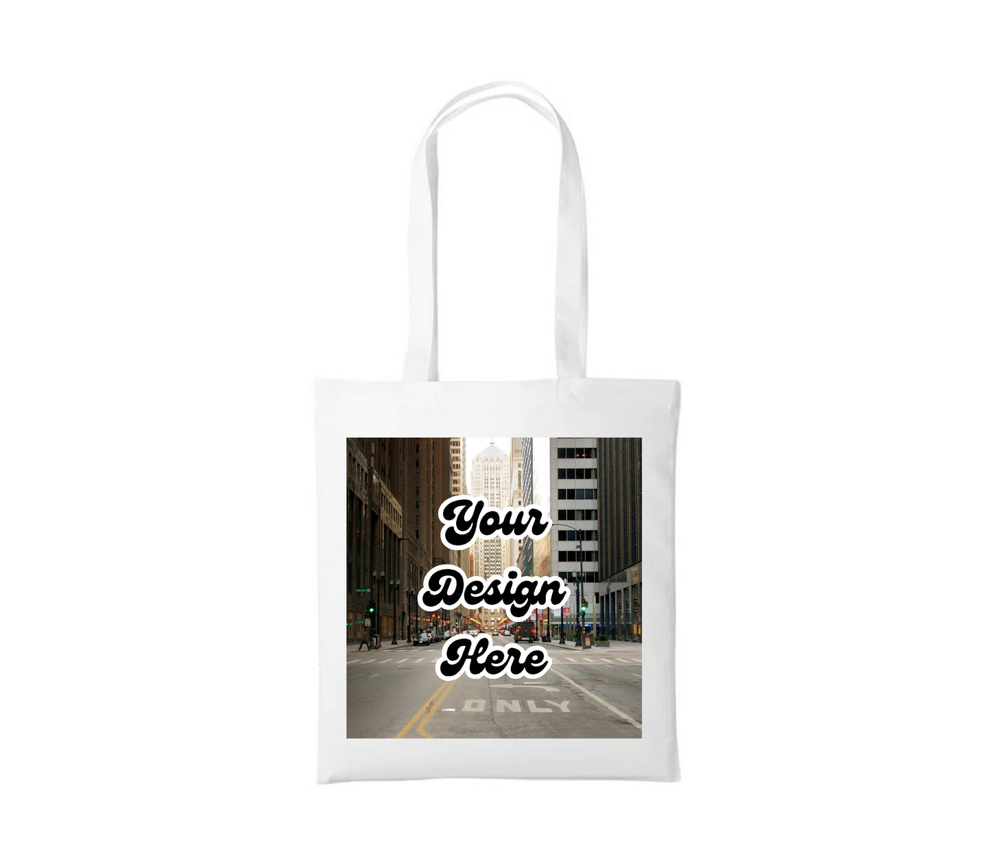 Set of Long Handle Full White Cotton Shoppers with Your Custom Printed Design