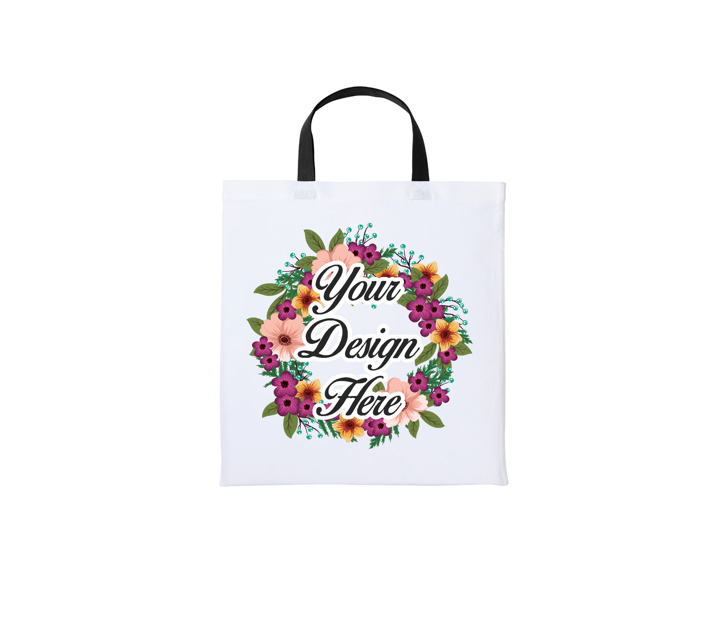 Set of Short Handle White Cotton Shoppers with Your Custom Printed Design