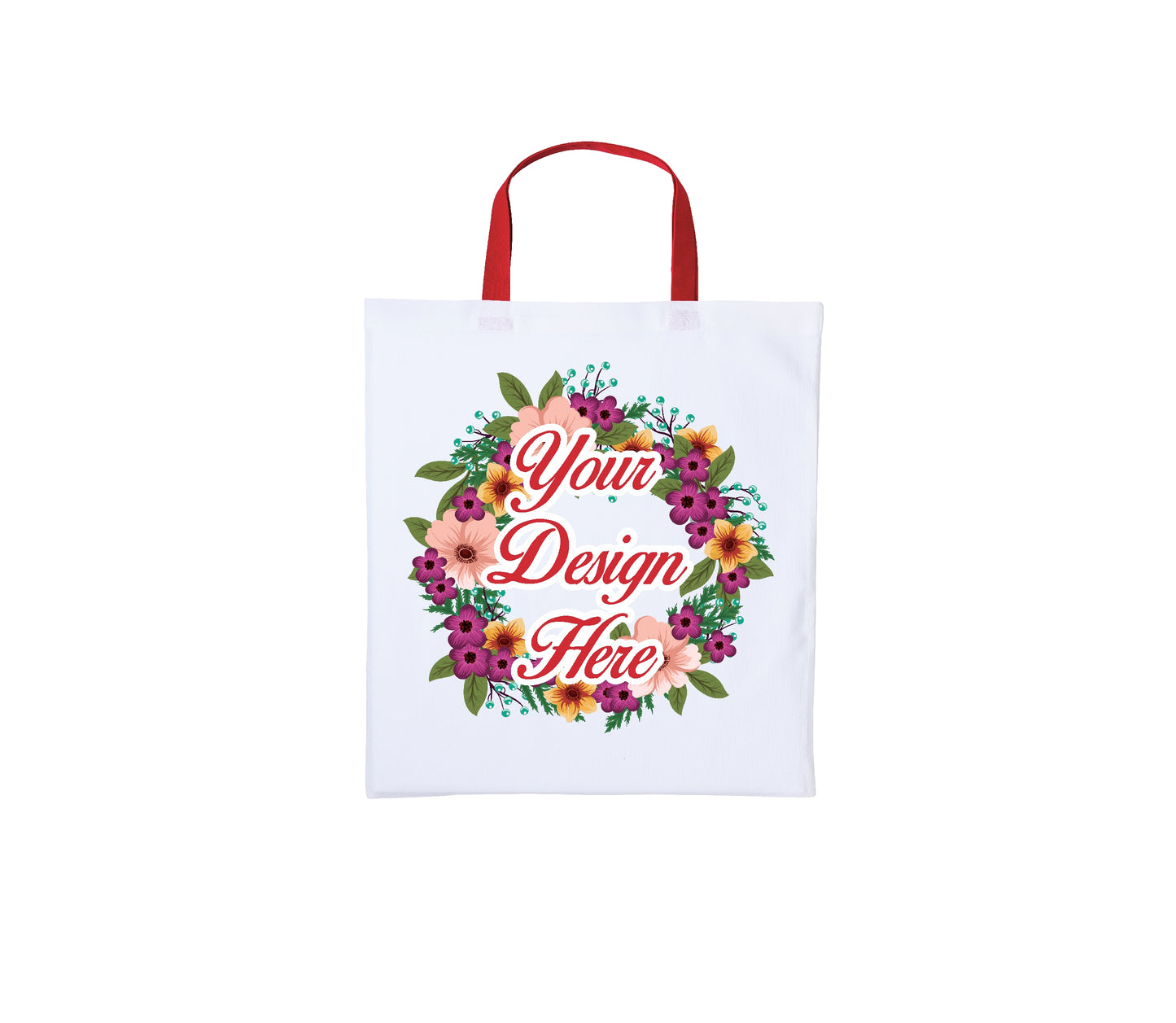 Set of Short Handle White Cotton Shoppers with Your Custom Printed Design