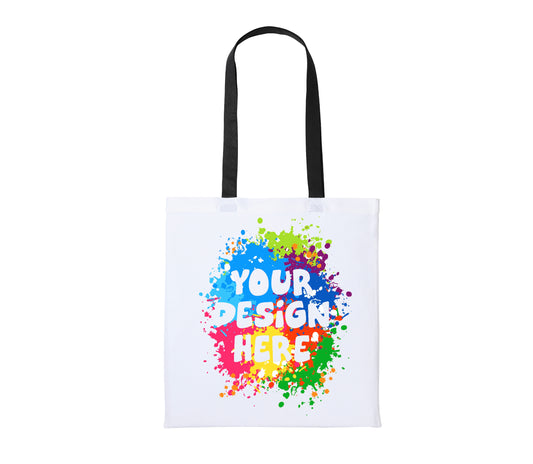 Set of Long Handle White Cotton Shoppers with Your Custom Printed Design