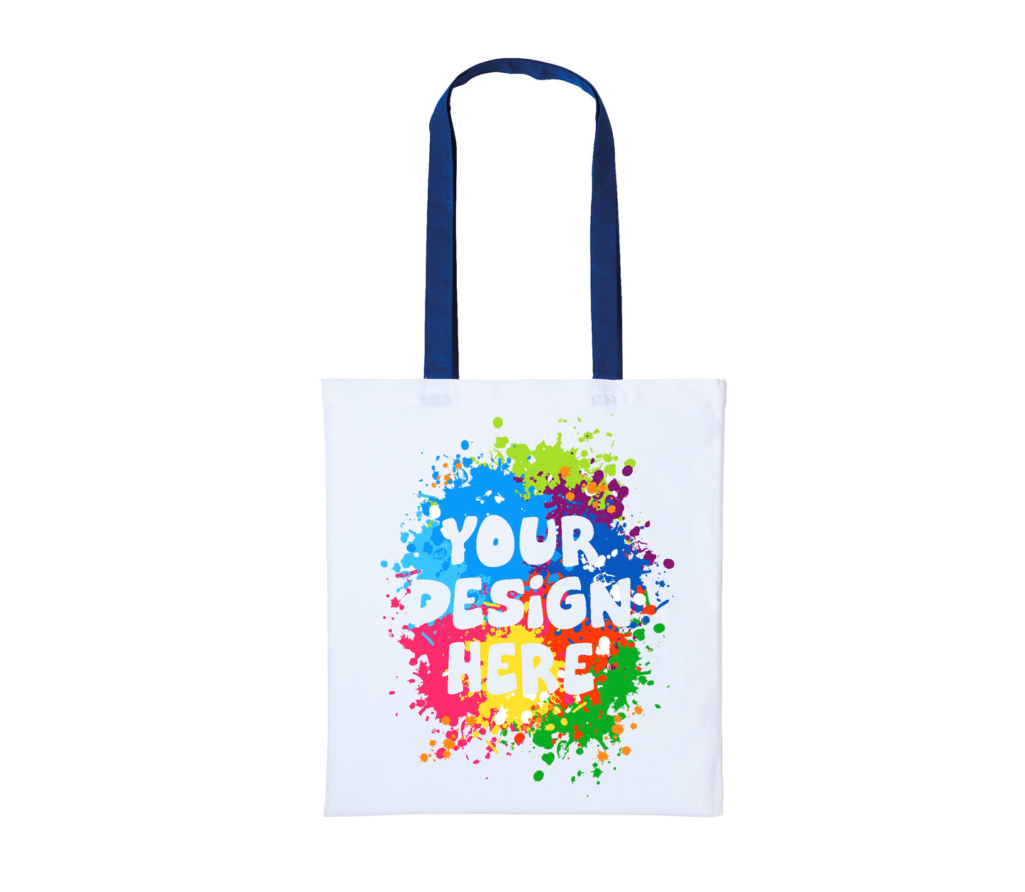Set of Long Handle White Cotton Shoppers with Your Custom Printed Design